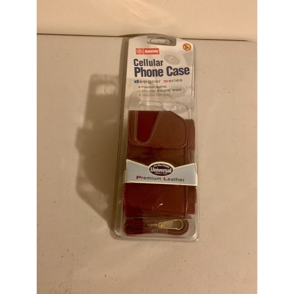 Vintage Sanyo Cellular Phone Case  - Burgundy Leather  - New Orig Package - Picture 1 of 3